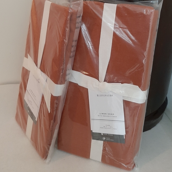 Rejuvenation EURO 100% Organic Linen shams Terracotta - Picture 8 of 11